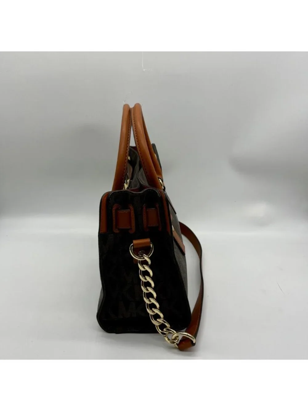 Michael Kors Brown Signature Coated Canvas Hamilton East West Satchel Bag